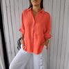 Spring New Cotton Linen Shirt with Back Tie Design, Women’s Casual Blouse
