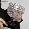  1/2 st retro präglad hög glaskopp whiskymugg ​​svart kristall hem kreativ kaffe glass yoghurt dessertbägare
