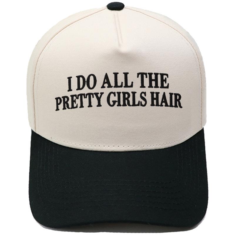 PRETTY GIRLS HAIR Fun Embroidery Color Matching Truck Driver Hat Men's and Women's Casual Sun Hat