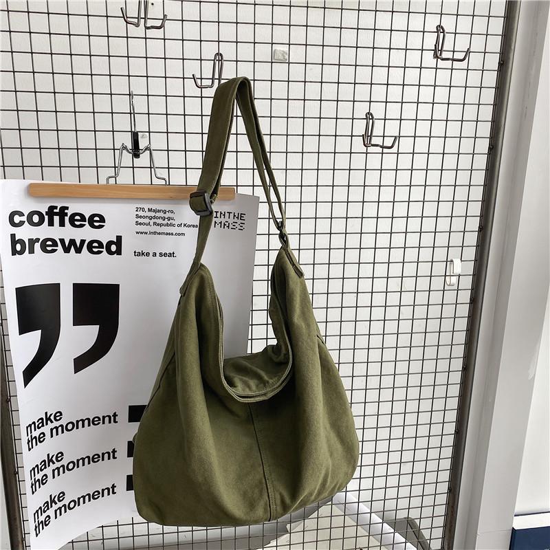 Lazy Style Washed Canvas Bag: Women's Large Capacity Crossbody and Shoulder Tote