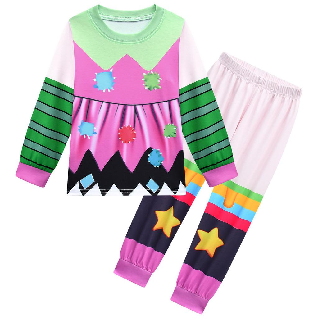 

19784 Kids Girls Lily Lovebraids Pink Printed Long Sleeves T-shirt Top Trousers Sets 100cm