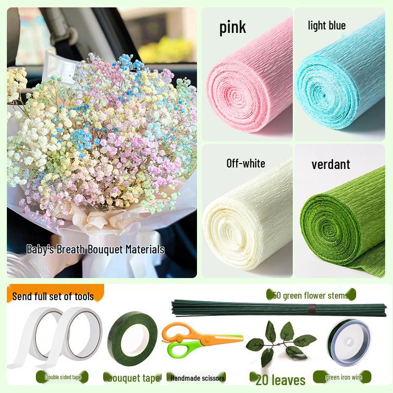 Packung dickes grünes Krepppapier für handgefertigte 3D-Blumen, ideal für Bastelarbeiten in Grundschule und Kindergarten