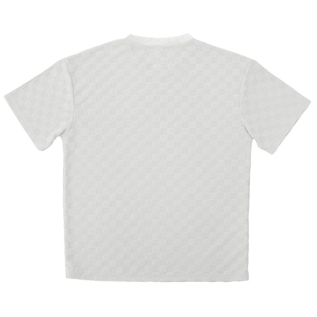 Men's Summer Heavy Checkerboard Men's Short-sleeved T-shirt Loose Drop Shoulder Round Neck Casual T-shirt Men