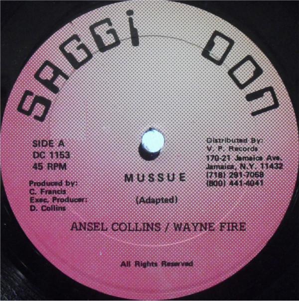 

12inch Record ANSEL COLLINS WAYNE FIRE Mussue I Didnt Believe It DC1153 Saggi Don US Reggae Ska Dub Used