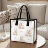 Cute Rabbit Printed Tote Bag Casual Large Capacity Handbag for Daily Use