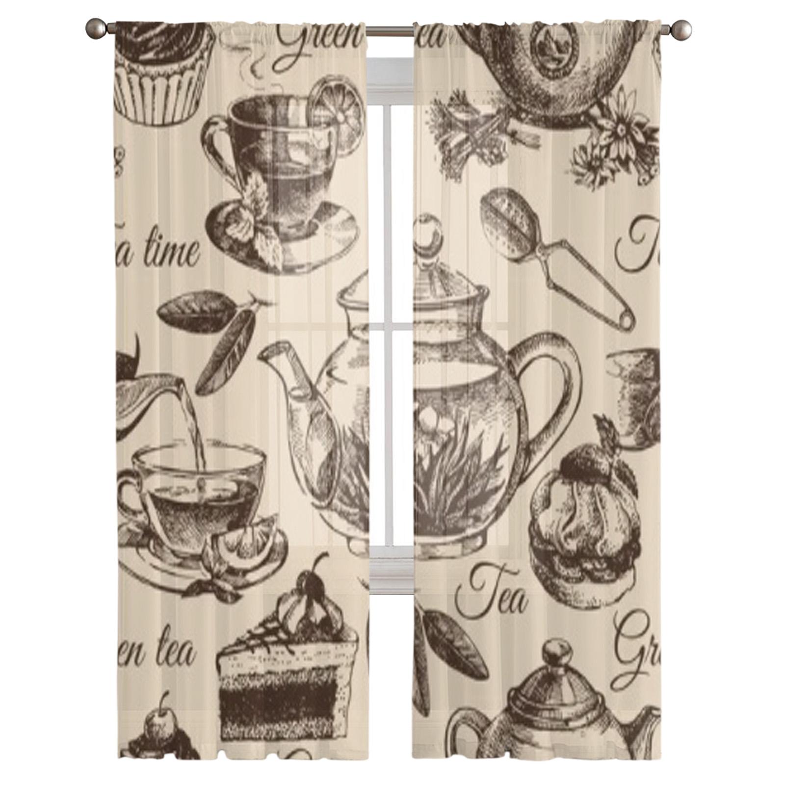 Чай и пирожные Роскошные шифоновые прозрачные шторы для гостиной — фото 2