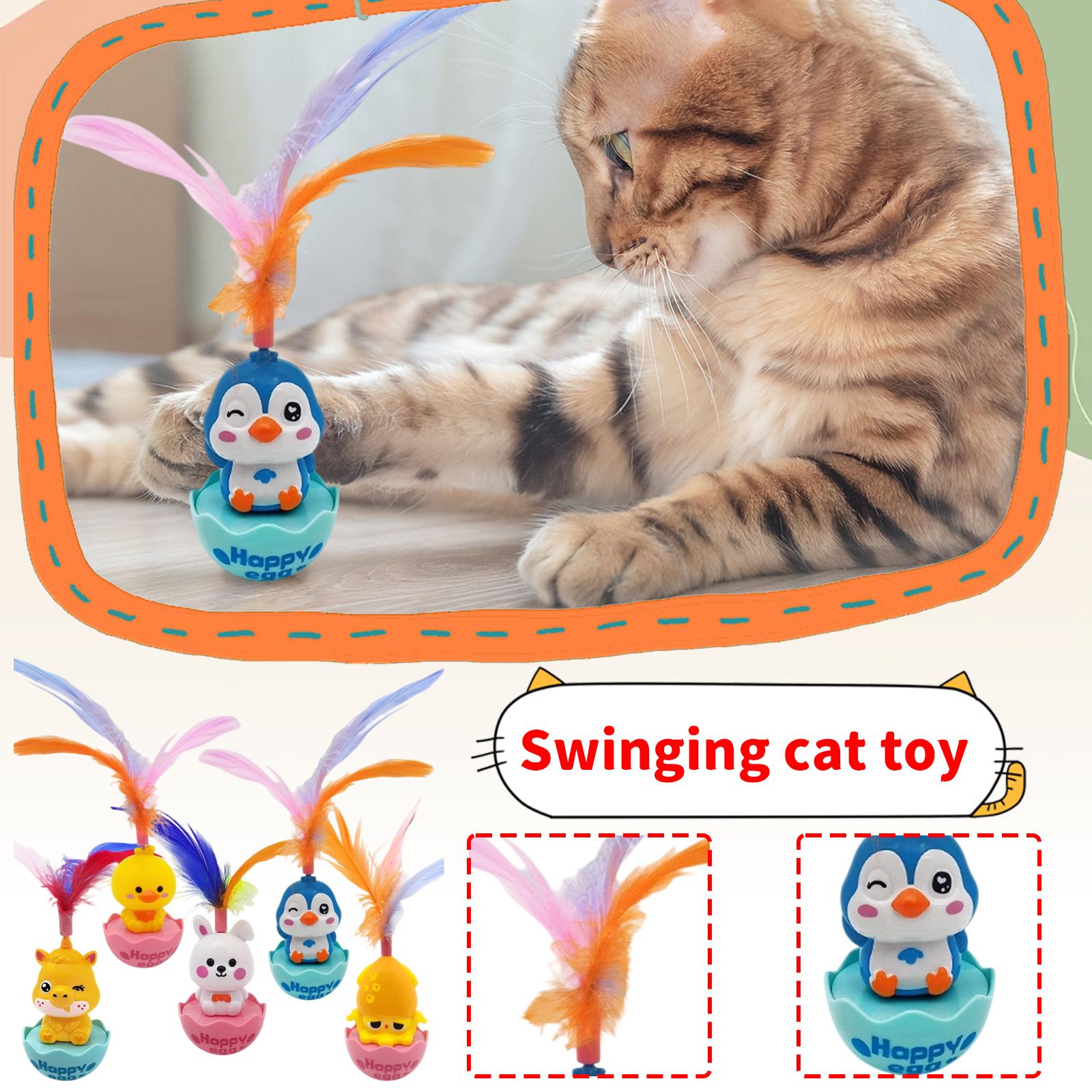 

Tumbler Toy With Feathers - Interactive Wobble Teaser For Cats, Fun Pet Play & Stress Relief Toy One Size