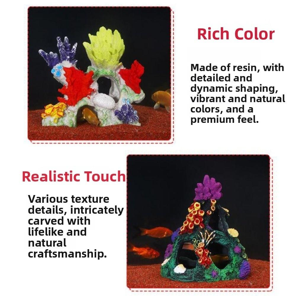 Colorful Aquarium Coral Reef Ornaments Creative Simulated Resin Rockery  Aquatic Habitat