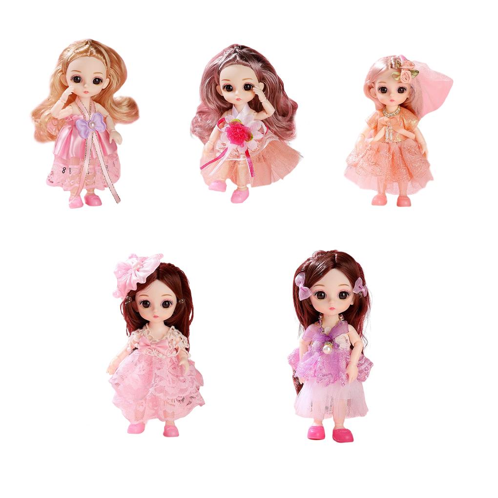 17cm Cartoon Doll Showcase Vinyl Ornament Moveable Joint Long Hair Party Atmospheres Decoration Sitting Kids Toy DIY