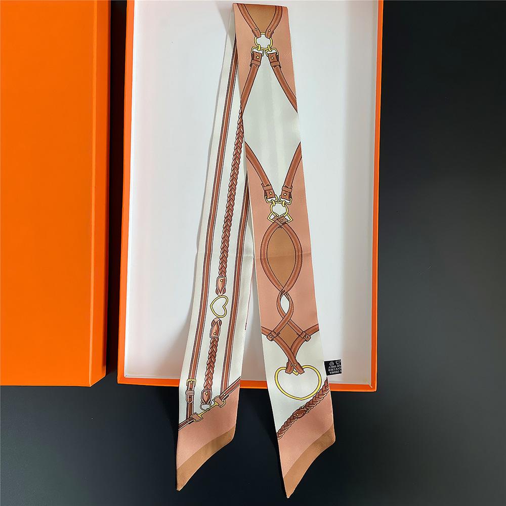 90 * 5Cm Retro Chain Twill Silk Women's Decorative Streamer Wrapping Bag Ribbon Silk Scarf Small Scarf Silk Scarf Wholesale