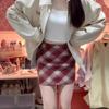 Plaid High-Waist A-Line Wool Skirt for Women – Winter Slimming Style