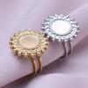 Fashion DIY Drip Oil Rhinestone Round Oval Water Droplets Blank Settings Open Adjustable Stainless Steel Ring For Women Men Gift