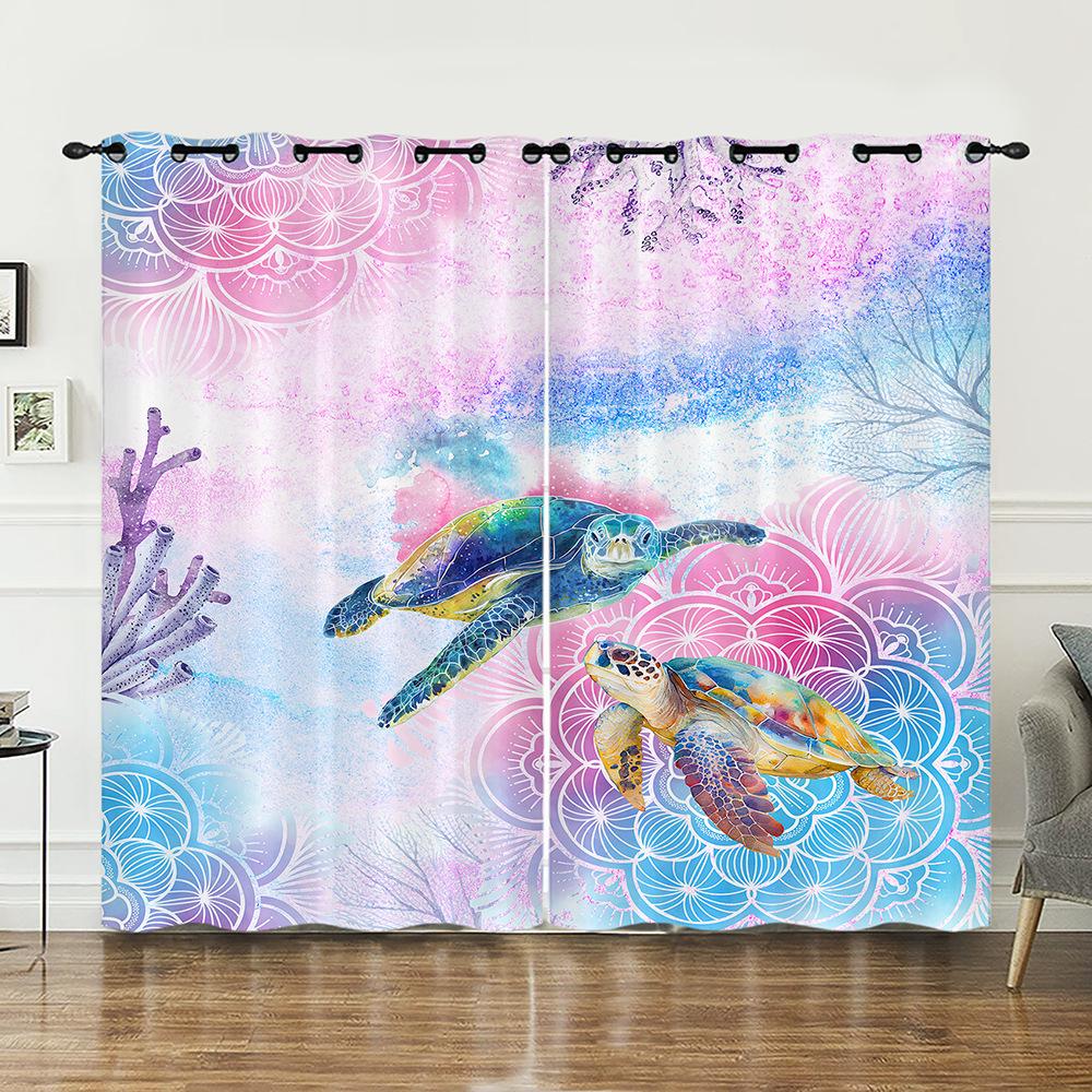 Curtains Animals Turtles Sunflower Curtains Digital Printing Blackout Curtains No Punching