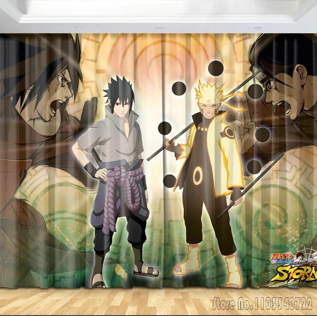 Anime N-Naruto Akatsuki Cartoon 3D Print 2 Panels/Set Window Blackout Curtains Japanese Game Living Room Print Baby Kids Gift