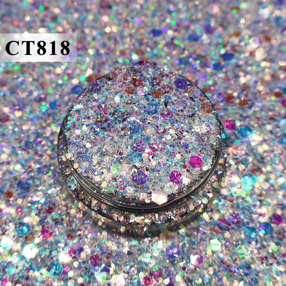 Polyester Bulk Chunky Glitter Mix Resin Glitter High Sparkling Holographic for Nail Art Christmas Decorations