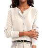 Women’s Long Sleeve Knit Cardigan Crew Neck Button Down Soft Lightweight Sweater Classic Fit for Everyday Wear