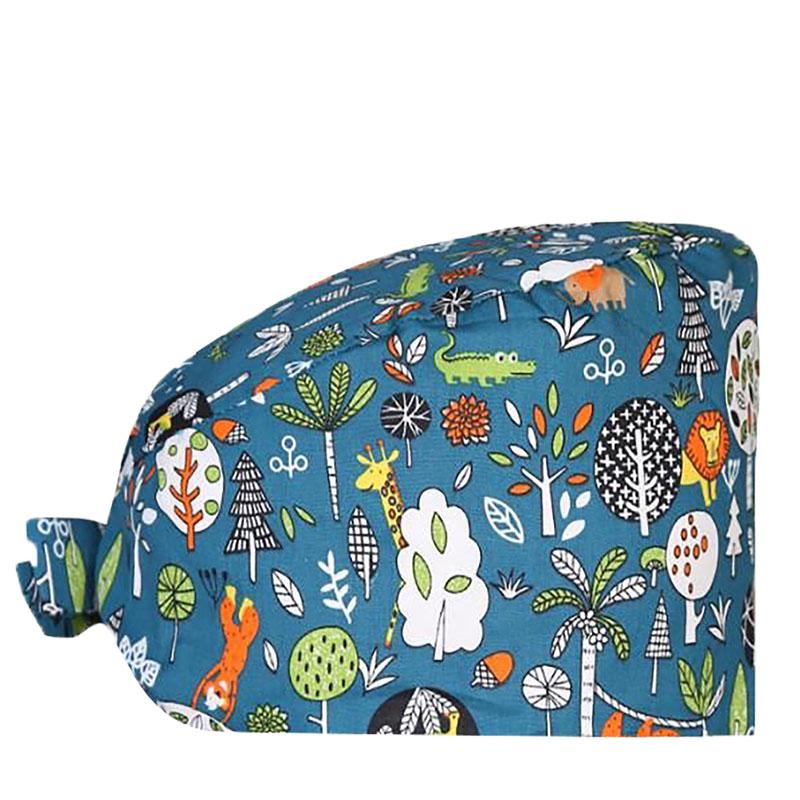 new Cotton Section for Man and woman Scrubs Caps Hospital Medical Hats Black Printing Elastic Tieback Design and Pet Medical Hat