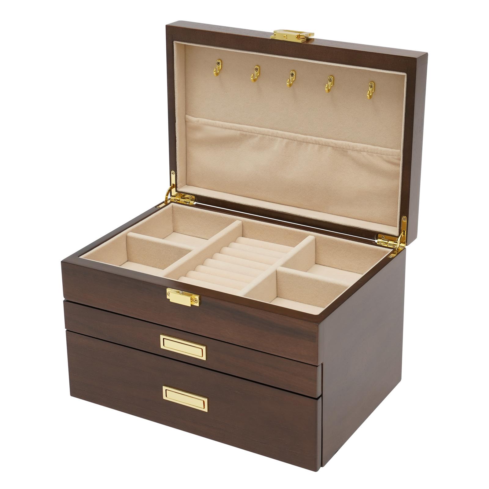 3 Layer Jewelry Organizer Drawer Jewelry Box Multifunctional Earrings Bracelet Ring Jewelry Case Display Box Black Walnut M