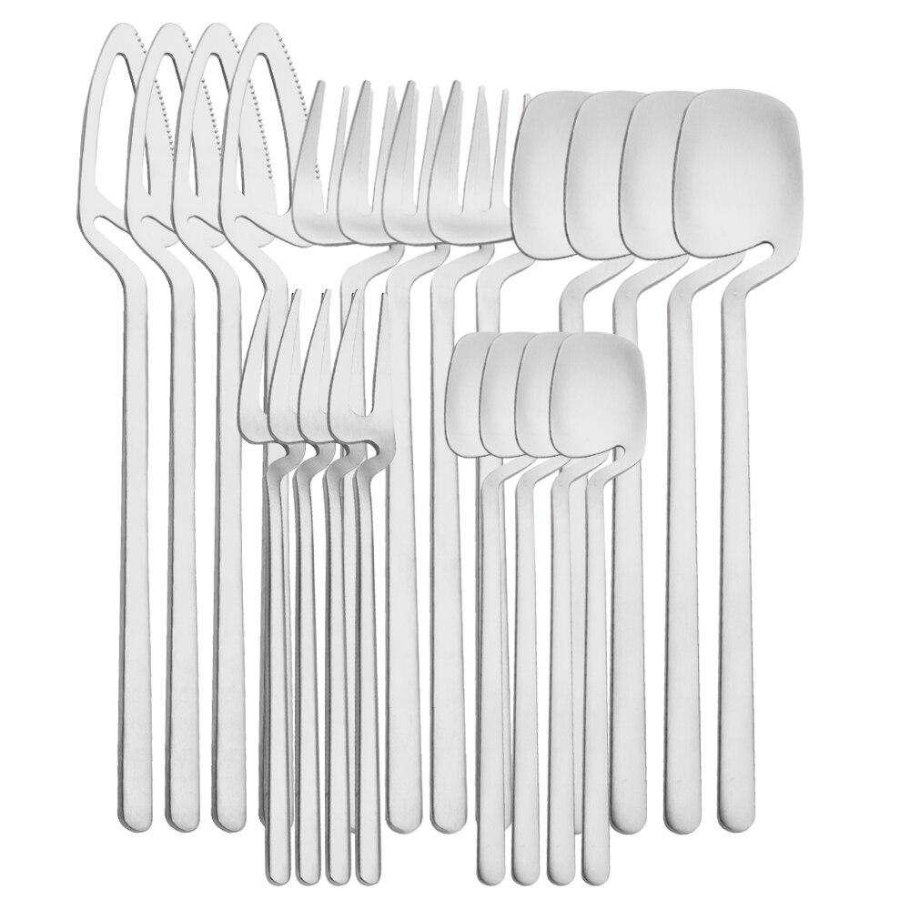 20Pcs Matte Gold Cutlery Set 304 Stainless Steel Dinnerware Knife Fruit Fork Spoon Dinner Silverware Kitchen Party Tableware Set