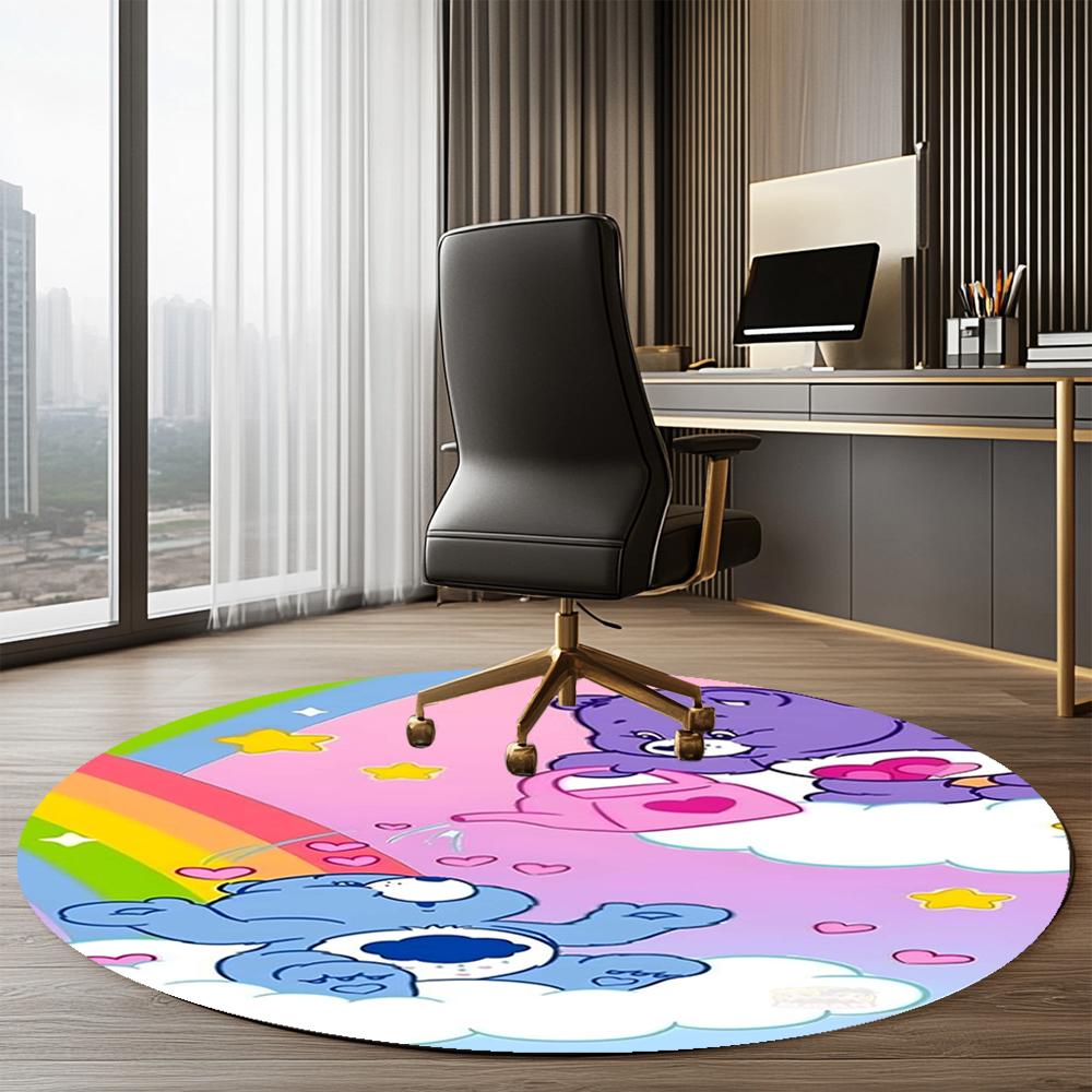 Bear Printed Round Rug Carpet Chair Rug Area Rug Entryway Doormats,for Office Chair Living Room Bedroom Kitchen Room.