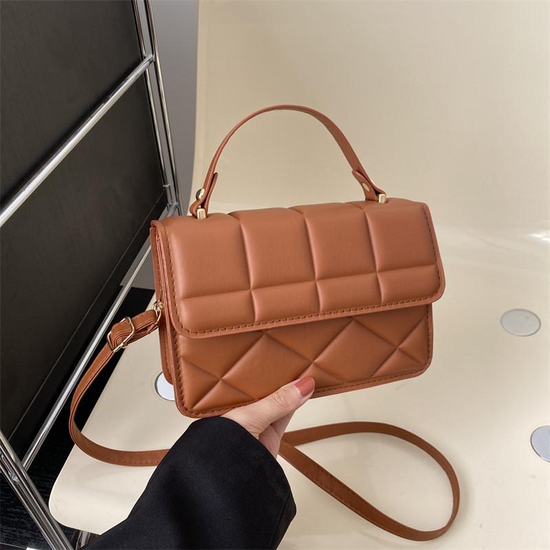 Trendy Small Square Tote Bag In Black Green White Khaki Brown For Everyday Use коричневый