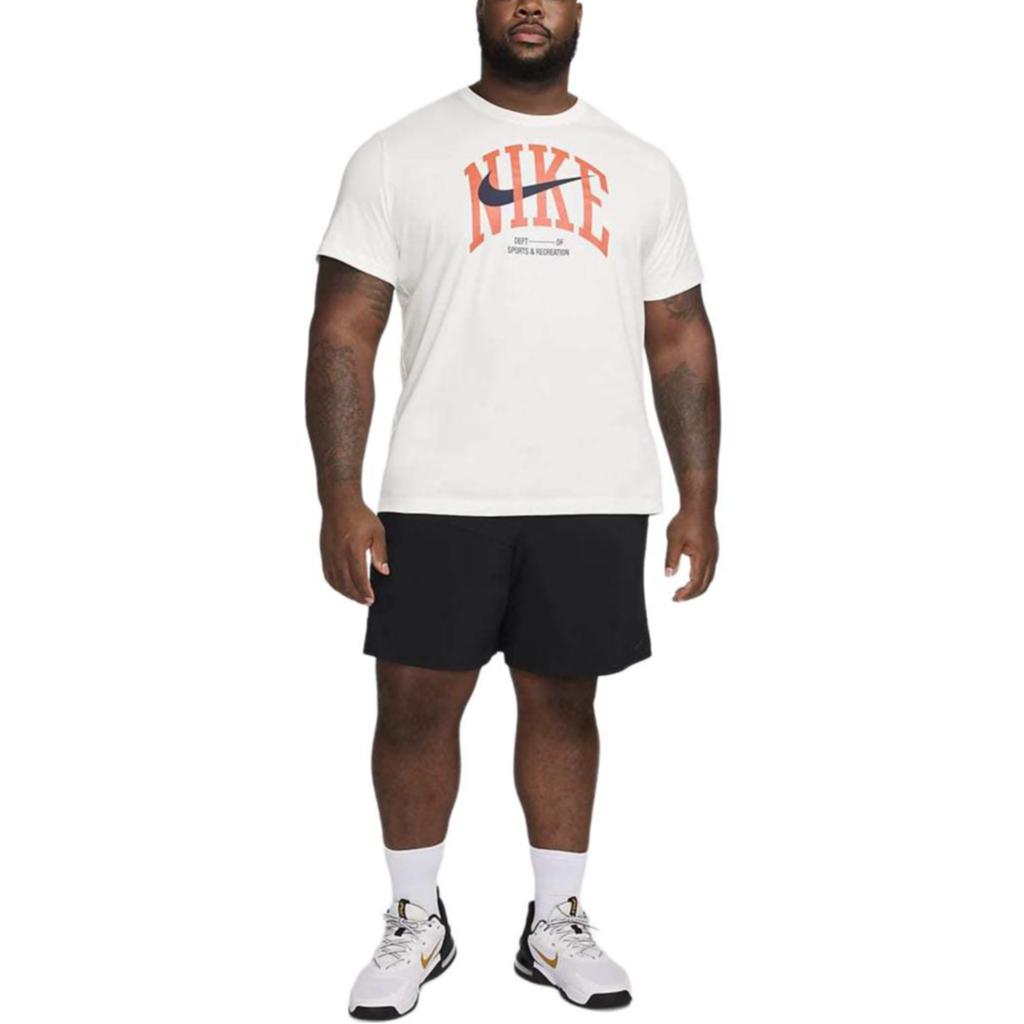 Nike Logo Letter Print Pattern Round Neck Fitness Short Sleeve T-Shirt Men T-Shirts Peak-White FZ8048-121