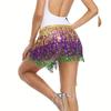 Mardi Gras Costume Tricolor Eyemask Beaded Necklace Feather Headband for Event Parties Favors Carnivals Party Supplies