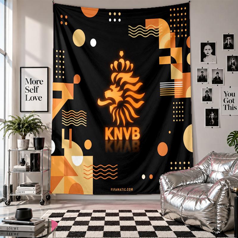 Niederlande Fußball Wandteppich Heimdekoration Wandbehang Tuch für Schlafzimmer Wohnzimmer Hintergrund