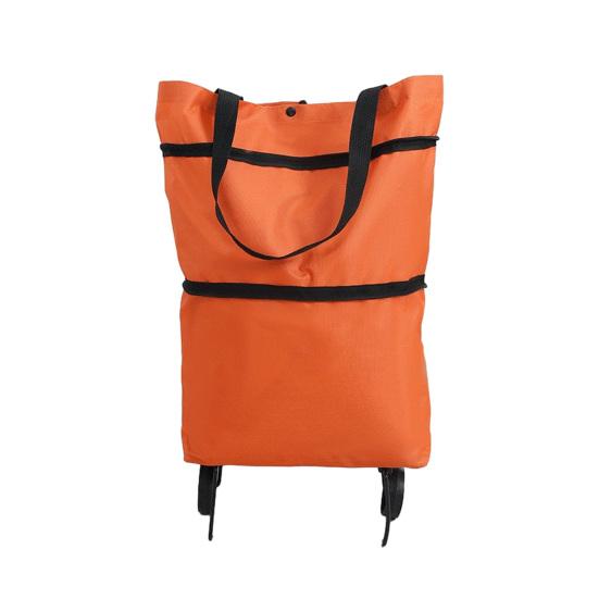 Foldable Shopping Trolley on Wheels Heavy-Duty Waterproof Oxford Fabric Collapsible Grocery Bag with Silent Wheels Rolling Shopping Cart