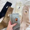 Little Girl Embroidered Mid-calf Socks Sketch, Simple Style, High-quality Pile Socks, Double-needle Embroidered Socks for Girls