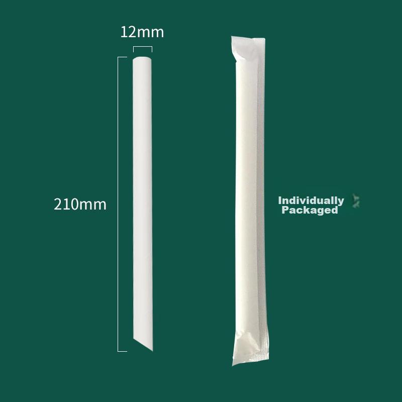Tinghao Disposable Food-Grade Individually Wrapped Straws for Drinks And Milk Tea, Thick 12*210mm Large Pointed Tips, 100 Pieces