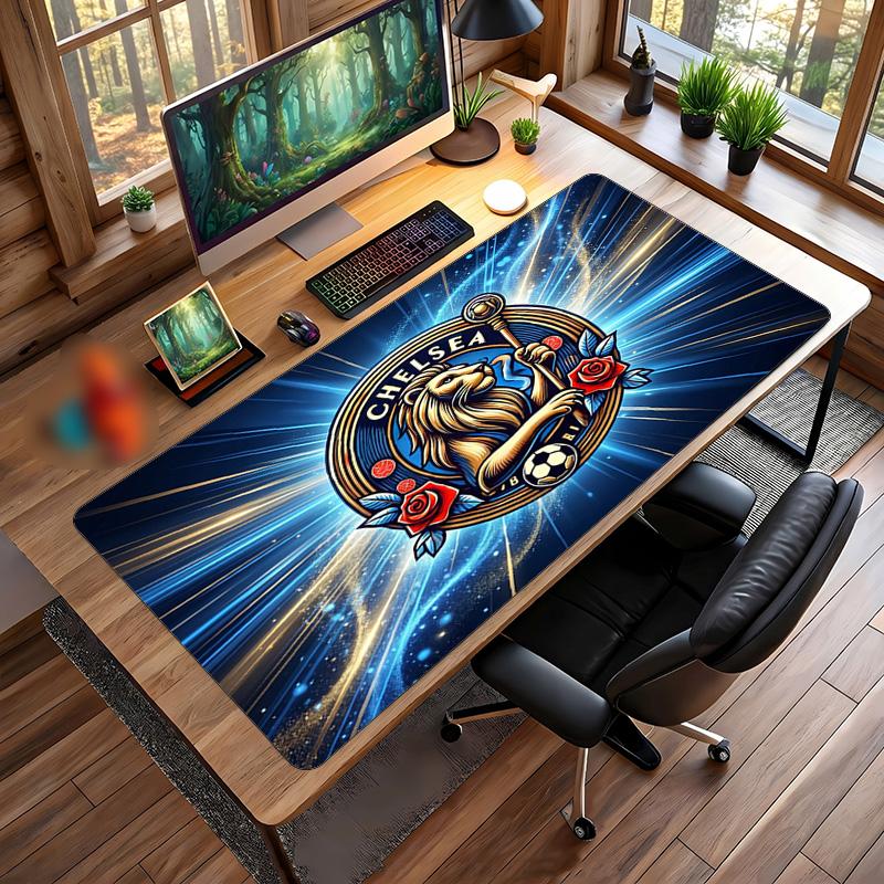 Tappetino per Mouse Grande Stampato Chelsea FC, Tappetino da Scrivania Gaming Morbido in Gomma Antiscivolo per Decorazione Ufficio Laptop Computer