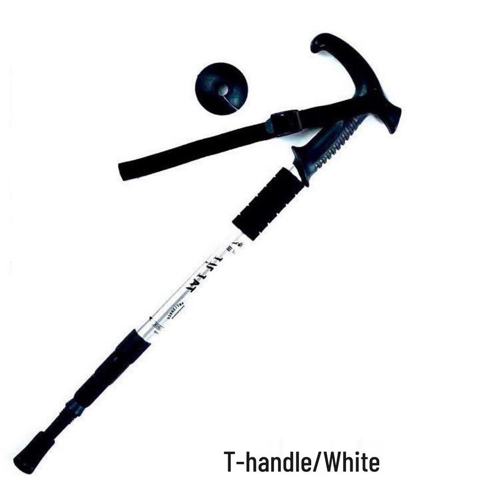 Aluminum Alloy 4-Section T-Handle Trekking Pole – Portable Outdoor Walking Stick Cane for Hiking and Climbing.