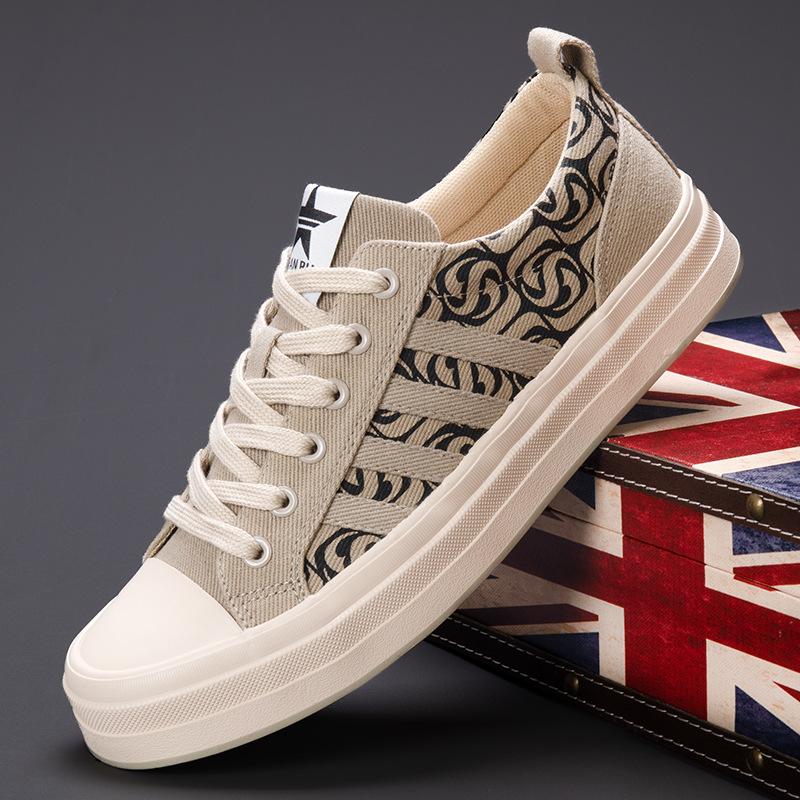 Men's Casual Flat Baseplate Shoes Versatile Casual Trendy Shoes Comfortable Breathable Canvas Shoes Men Canvas Sneakers Man