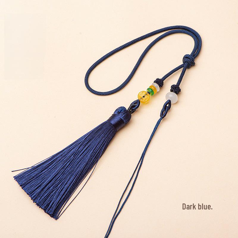 Ensemble de suspension : Corde de poignet avec pendentif en jade et pompons Macaron multicolores & Sachet à encens