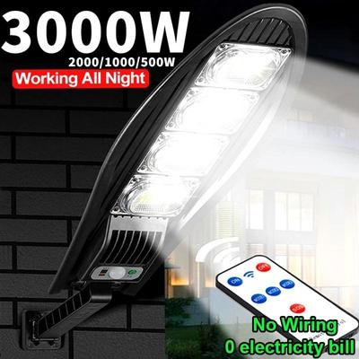 Výkonné venkovní solární světlo IP65 Vodotěsné 3000/2000/1000/500W Pouliční osvětlení Senzor pohybu Solární dům Zahrada Indukční nástěnná lucerna