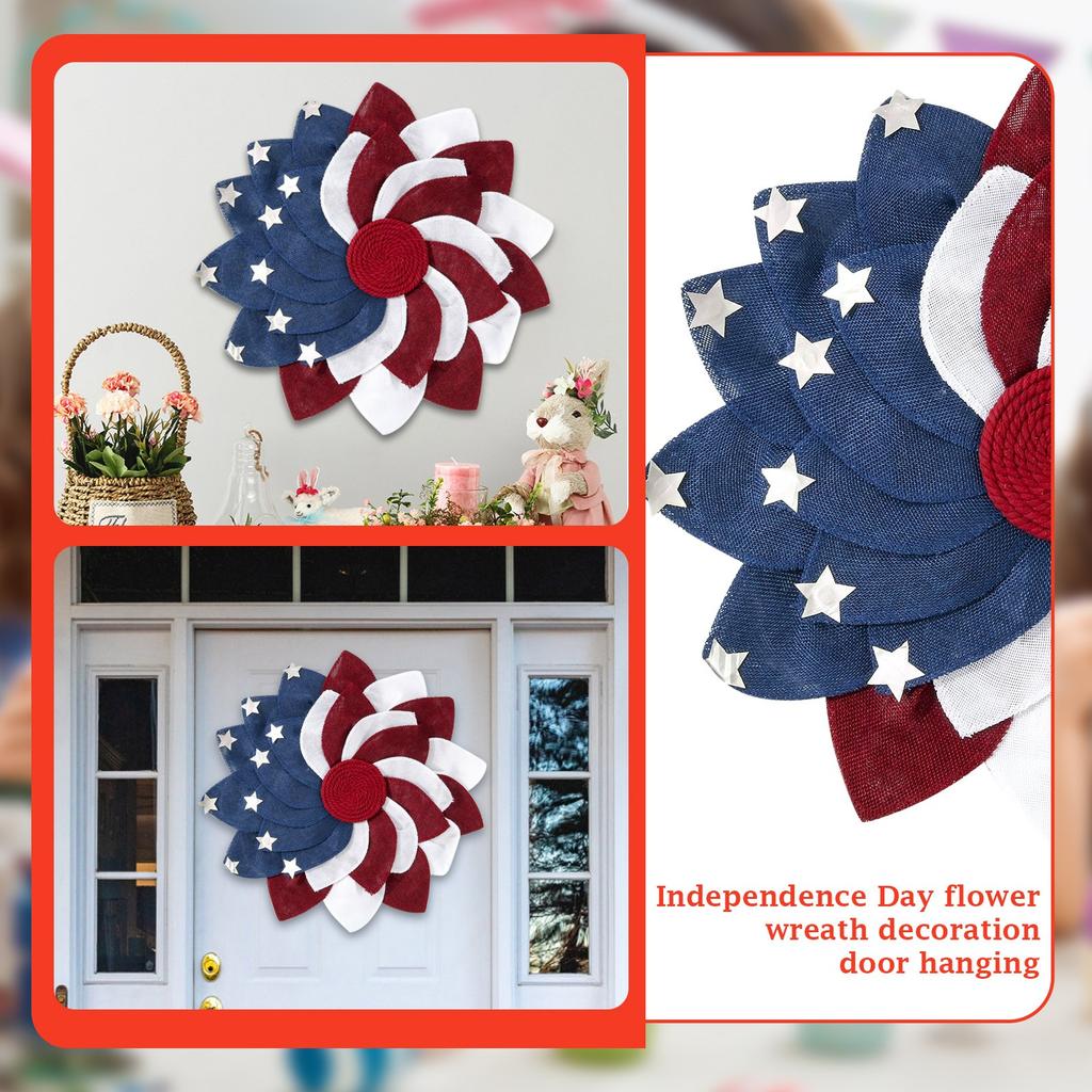 Independence Day Wreath Patriot Stars And Stripes Red, And Blue Star Decoration