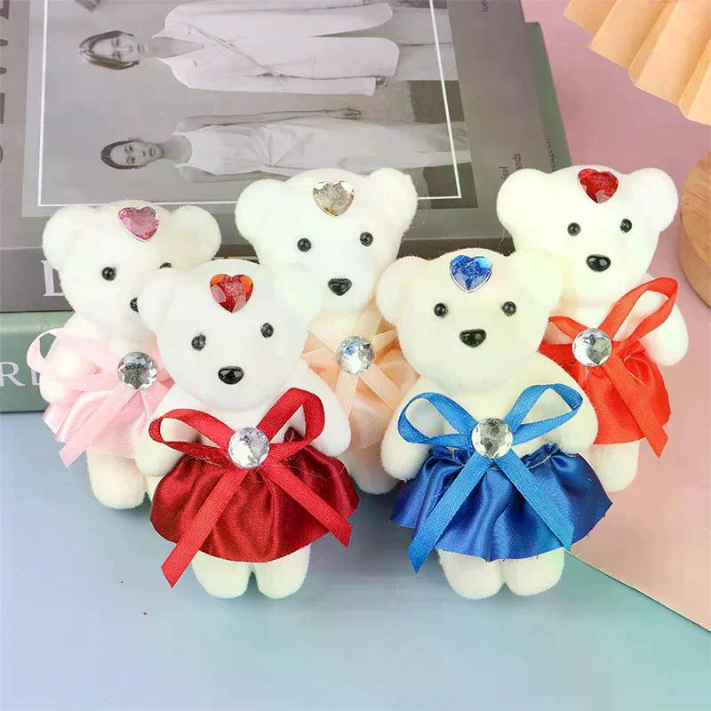 10 Pezzi 12cm Orso Fiore Mazzo Giocattolo Bambola Cartone Animato Orsacchiotto Mazzo Regali Laurea Compleanno Matrimonio Decorazioni Festa