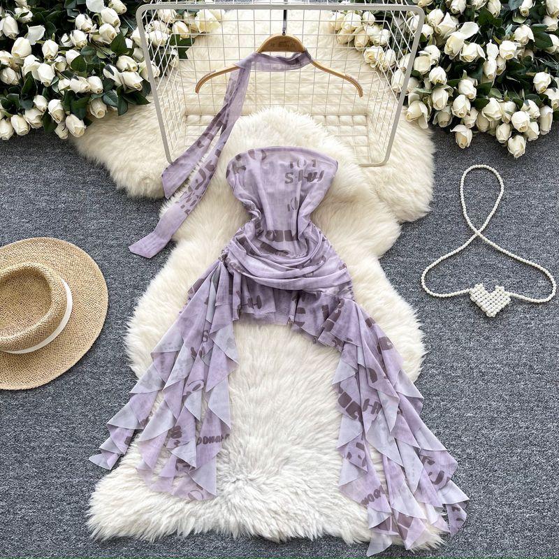 Cool Style Letter Tube Top Vest Women Summer New Ribbon Slim Fit Chic Niche Beautiful Fried Street Pure Desire Top