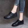 Spring New Style Retro Cowhide Lace-up Low-heeled Soft-soled Flat-soled Single Shoes