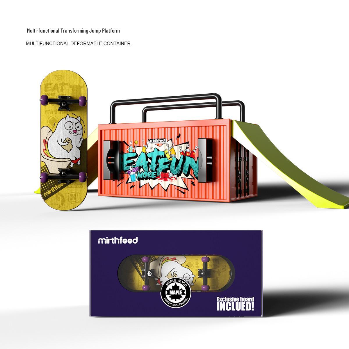 

Maple Wood Fingerboard Skatepark with Storage Model & Bearing Wheels Toy