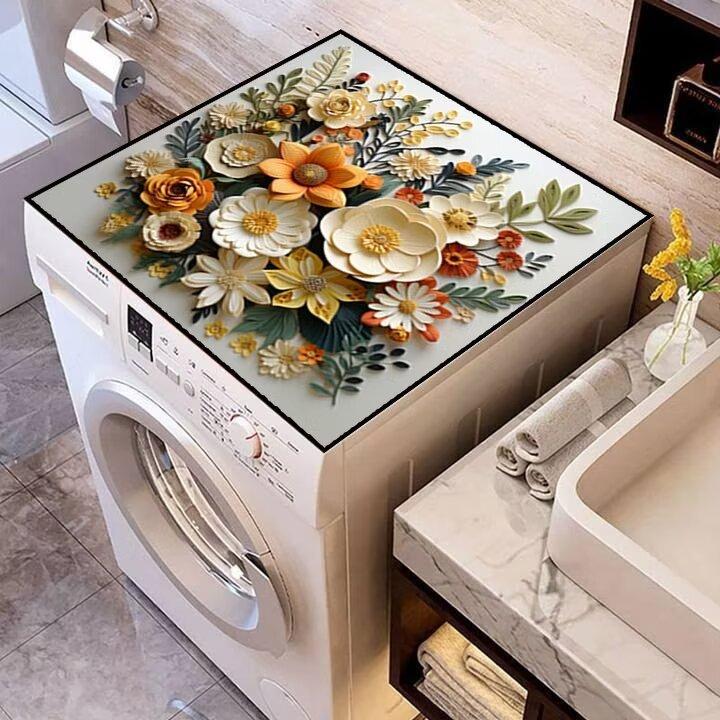 Prachotěsná 3D květinová křemelinová rohožka Vodotěsná a absorpční Protiskluzová podložka pro pračku nebo noční stolek
