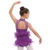 Collant de Dança Feminino Sem Mangas Patchwork de Renda Recorte de Pena nas Costas Brilhantes Strass Color Block
