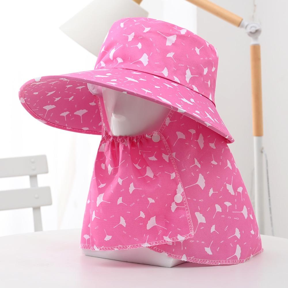 Face Mask Sunshade Shawl Cap Printing Agricultural Work Hat Fashion Wide Brim Sun Hat  Summer