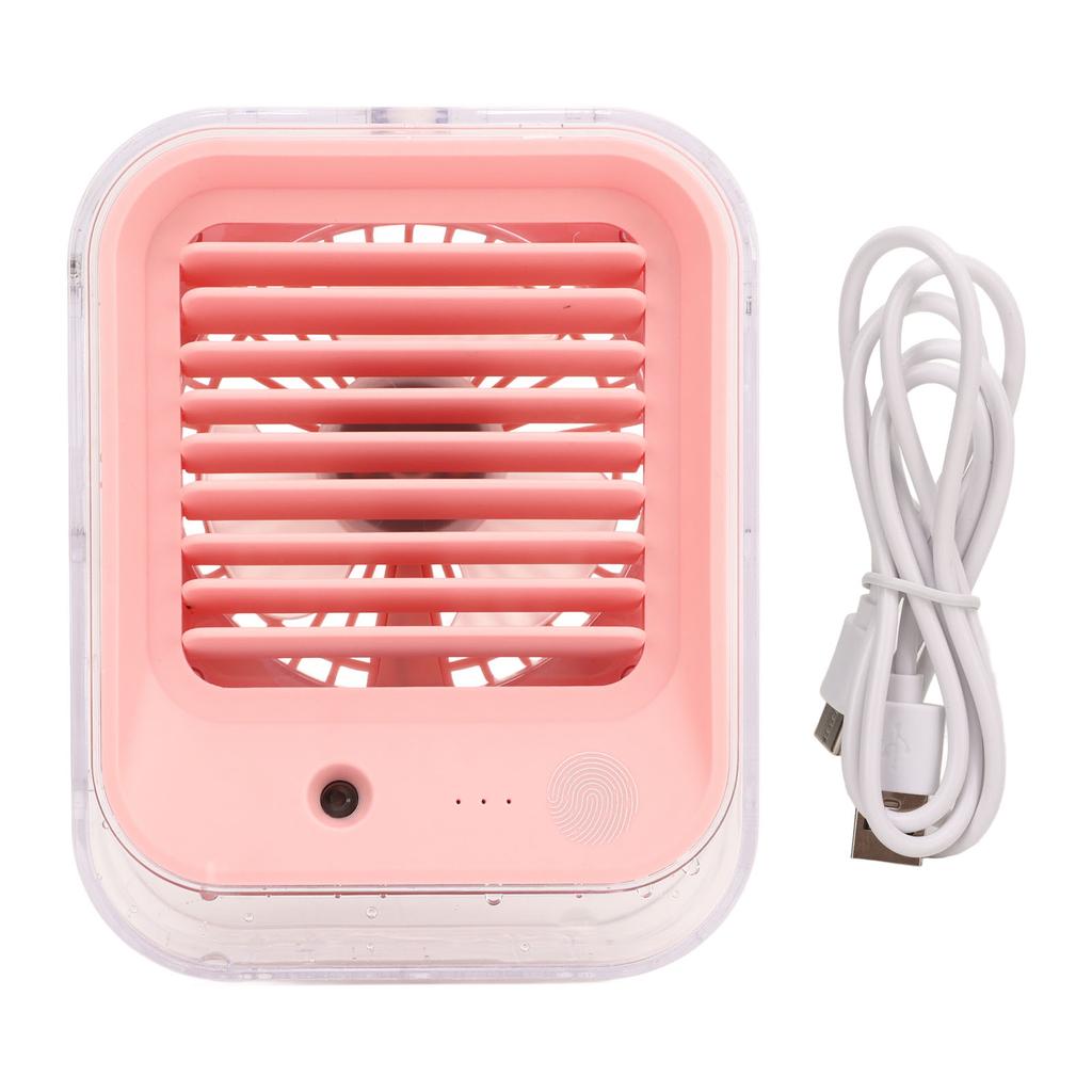 Desktop Fan Pink Low Noise Rechargeable Mini Portable Water Spray Fan with LED Light