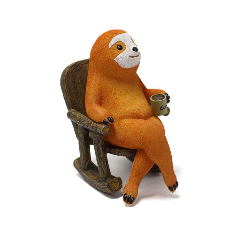 Rocking Chair Sloth Figurines, Creative Resin Garden Outdoor Decoration, Garden Craft Landscape Animal Statues Rocking chair sloth