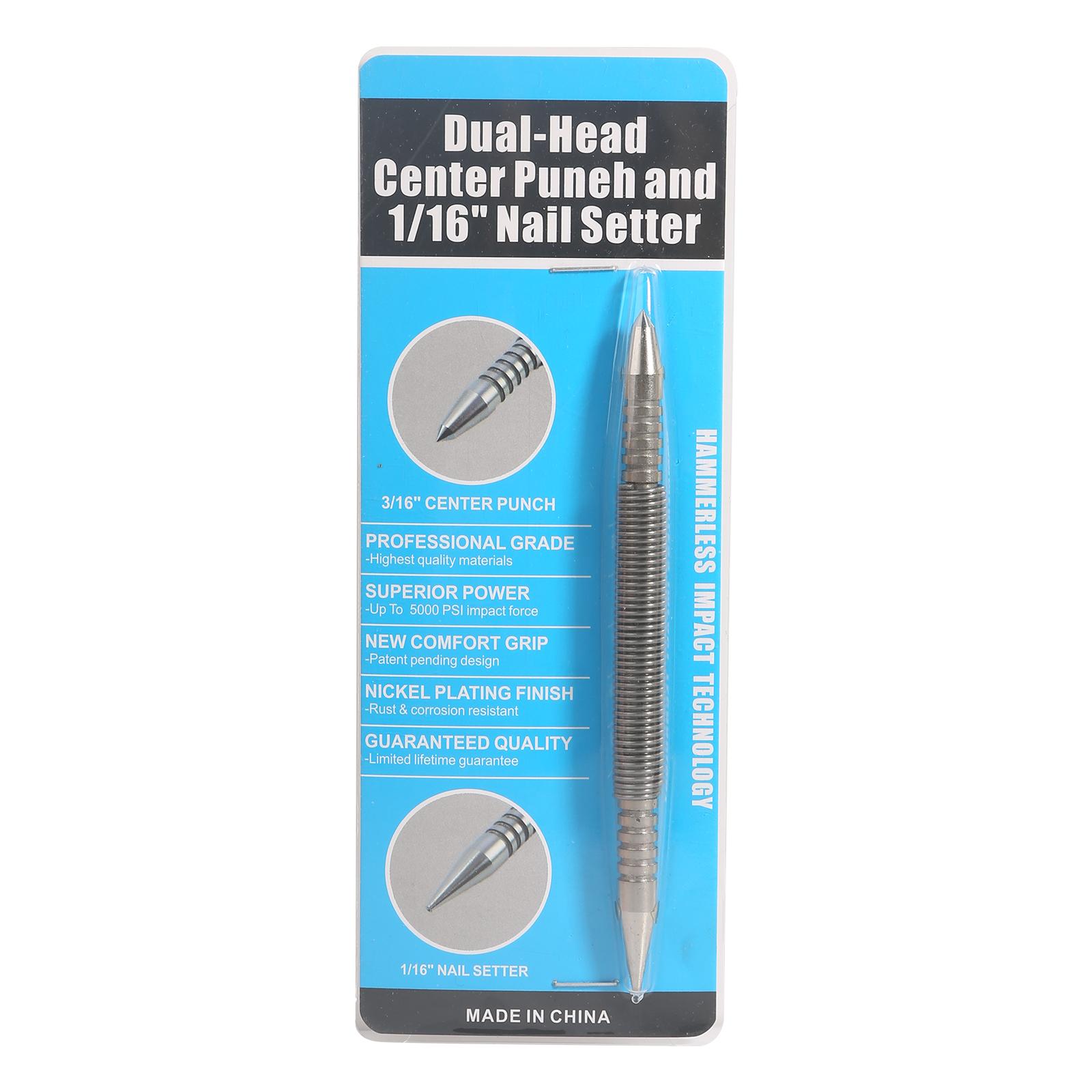 Portable Spring Tool Hammerless Nail Set Center Holes Punch Spring Loaded Mark 1