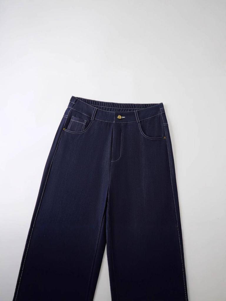 Autumn Designer High-Waist Silk Denim Jeans: Luxury Slimming Pants