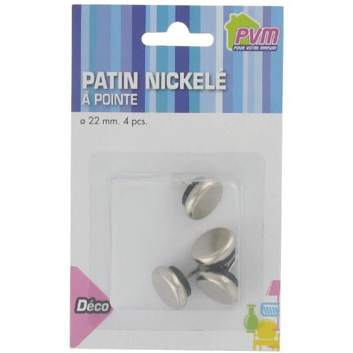 Patin nickelé à clouer PVM - Diam. 22 mm - Par 4