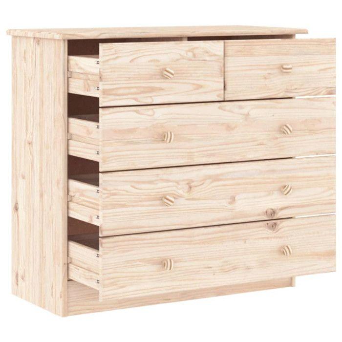 Chest of Drawers ALTA 77x35x73 Cm Solid Pine Wood
